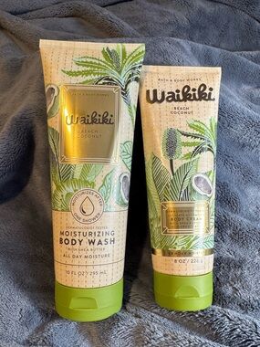 Bath & Body Works Waikiki Beach Coconut Moisturizing Body Wash &  Body Cream Set